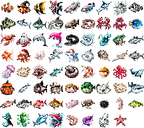 Peces pixel art